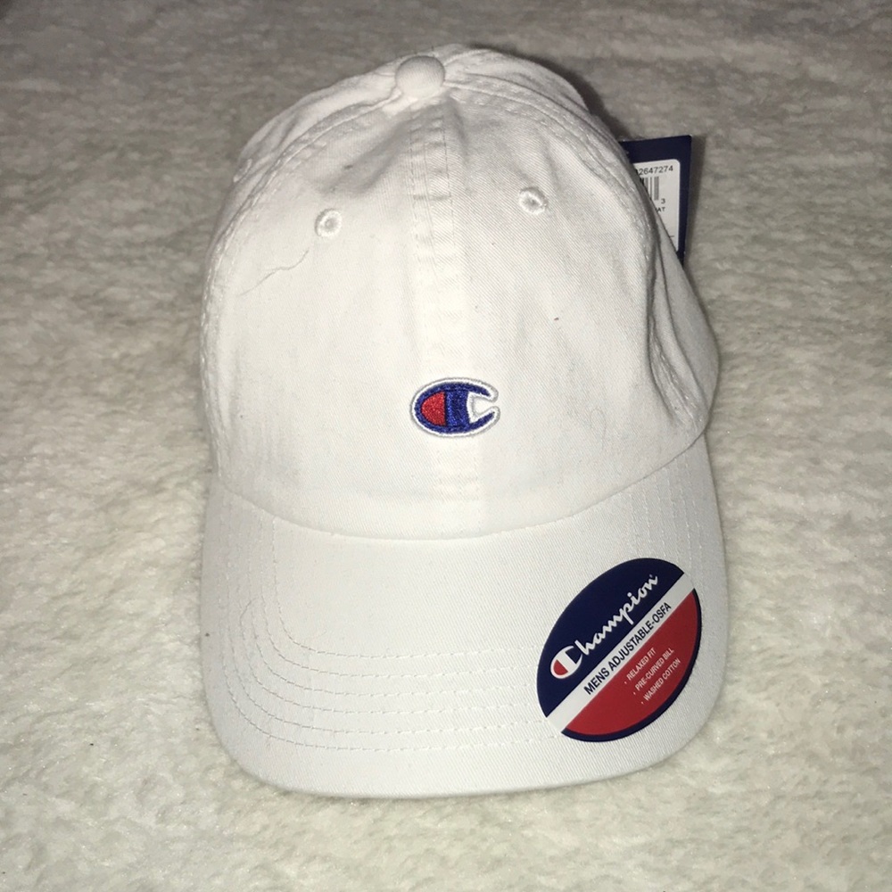 BNWT White Champion Adjustable Logo Lettering Cap - Picture 2 of 3